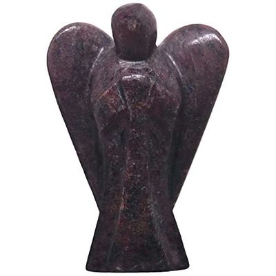 Jet Natural Garnet Angel Figurine (Approx. 2 Inch) | Hand-Carved Crystal Angel Statue | Decorative Pocket Guardian | Home, Office & Gift Collection