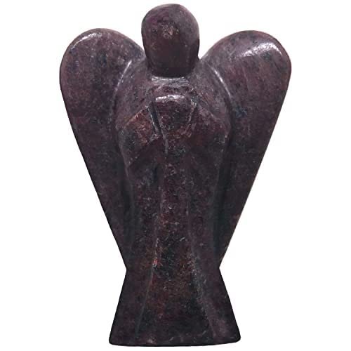 Jet Natural Garnet Angel Figurine (Approx. 2 Inch) | Hand-Carved Crystal Angel Statue | Decorative Pocket Guardian | Home, Office & Gift Collection