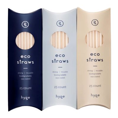 Hyge Eco-Friendly Straws | Natural Compostable Drinking Straws | Biodegradable Coated Wax Paper Plastic Free Straws for Home, Office, Restaurant, Travel, and Party | (3) Pack 75 Count