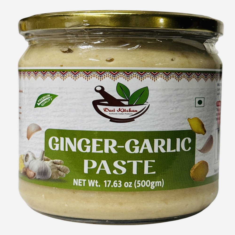 Desi Kitchen Ginger-Garlic Paste 500g (17.63oz) ~ All natural, NON-GMO, Glass jar, Product of India.