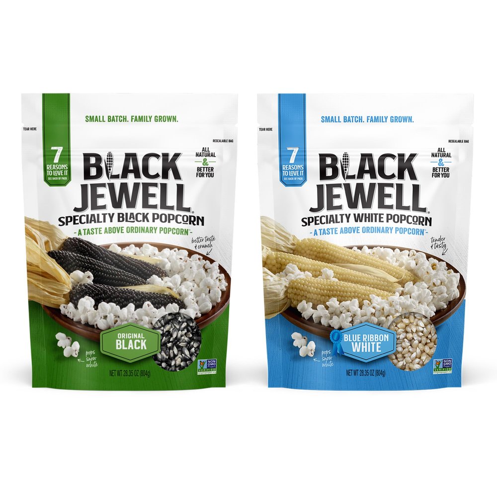 Black Jewell Gourmet Popcorn Kernel Variety Pack with Original Black and Blue Ribbon White (Pack of 2)