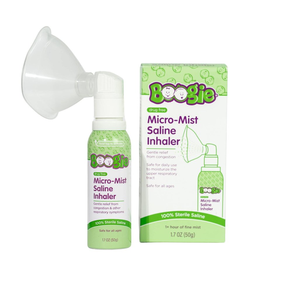 Boogie Micro-Mist Saline Inhaler, Baby Nose Congestion Relief, Nasal Spray for Kids, Pediatrician Recommended, HSA/FSA Eligible, Unscented, 1.7 oz (Pack of 1)