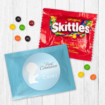 12ct First Communion Candy Party Favors for Boys Fun Size (12 Pack) - Blue Foil - (3 x 4in)