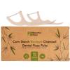 Natural Dental Floss Picks 75 Pack  Organic Biodegradable Floss Sticks with Strong Bamboo Charcoal Thread & Vegan Cornstarch Handle  No Plastics, No Artificial Flavours - Kraft Paper Box view 1