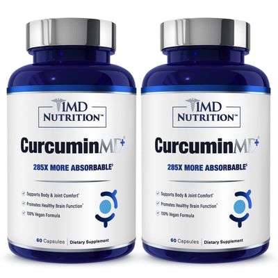 1MD Nutrition CurcuminMD Plus - Turmeric Curcumin with Boswellia Serrata - 285x More Absorbable | Joint Stiffness, Muscle Recovery, and Mood Support | 120 Capsules (2-Pack)