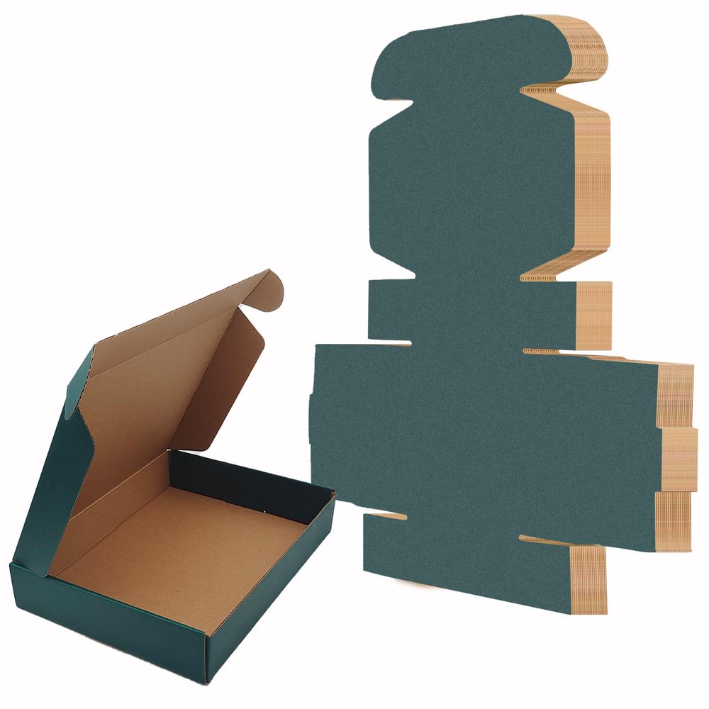 25 Pack Green Shipping Boxes 11 x 8 x 2 Inch Corrugated Cardboard Boxes, Recyclable Packaging Gift Boxes for Presents, Birthday, Christmas, Bridal, Wedding, Party Favor, Cupcake, Crafting