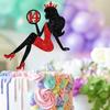 14 Red & Black Sitting Girl Silhouette Cake Topper Decorations with Glamour for Lady 14 Birthday Theme Queen Sexy Party Decor Supplies view 3