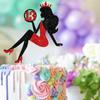 13 Red & Black Sitting Girl Silhouette Cake Topper Decorations with Glamour for Lady 13 Birthday Theme Queen Sexy Party Decor Supplies view 3
