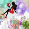 10 Red & Black Sitting Girl Silhouette Cake Topper Decorations with Glamour for Lady 10 Birthday Theme Queen Sexy Party Decor Supplies view 3