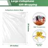 100-pack Large Cellophane Bags 24 x 30 Inches Clear Cellophane Basket Gift Bags Extra-large 2.3 Mil Transparent Cello Bags for Fruit Basket, Gift Wrap, Treats, Arts and Crafts, 100ct Ribbon Bows Yellow view 3