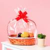 100-pack Large Cellophane Wrap 24" x 30" Clear Cellophane Basket Gift Bags Extra-large 2.3 Mil Transparent Cello Bags for Fruit Basket, Gift Wrap, Treats, Arts and Crafts, 100ct Ribbon Bows Red view 2