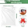 100-pack Large Cellophane Wrap 24" x 30" Clear Cellophane Basket Gift Bags Extra-large 2.3 Mil Transparent Cello Bags for Fruit Basket, Gift Wrap, Treats, Arts and Crafts, 100ct Ribbon Bows Red view 3