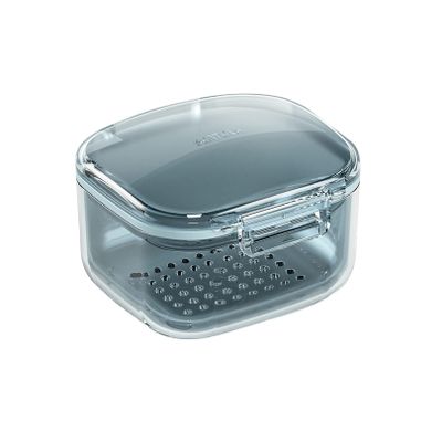 BiAnSupplies Denture Bath Case Cup Box Portable Denture Holder Storage Soak Container for Travel Cleaning, Mouth Guard Night Gum Retainer False Holder Case for The Aged Women Men (Color : Blue)
