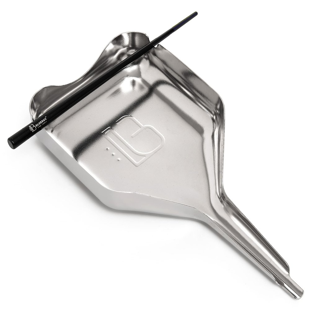 BlueBus TIGER Metal Rolling Tray and Cone Loader - Compact Stainless-Steel Rolling Tray Set with Packing Stick - Rust Resistant Easy to Store  Rolling kit with a Built in Funnel