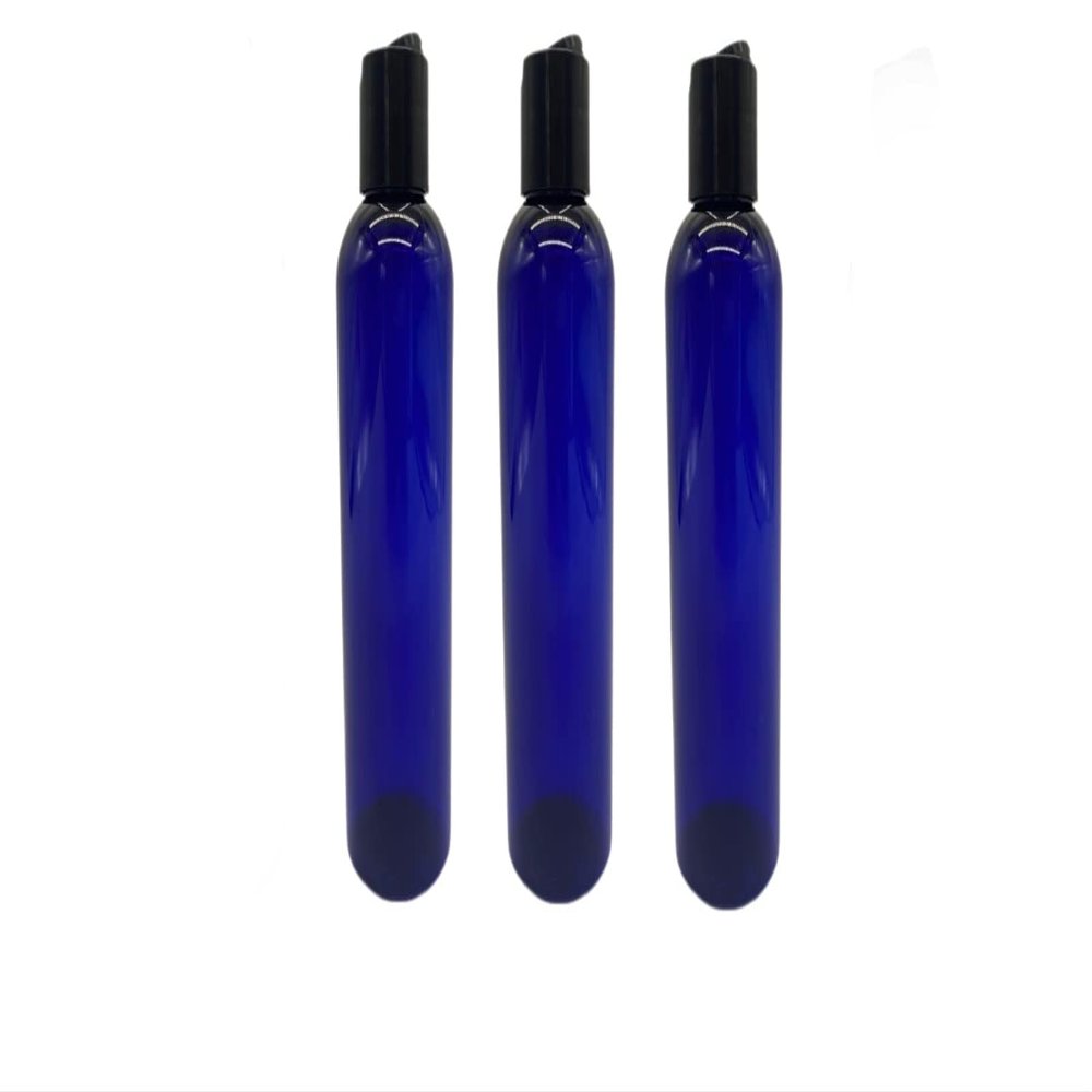 Natural Farms 3 Pack - 8 oz Empty Squeeze Plastic Bottle - Cosmo Blue with Black Flip Top - for Essential Oils, Perfumes, Cleaning Products