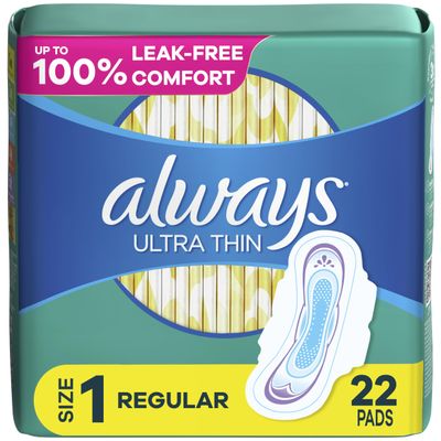 Always Ultra Thin Daytime Pads with Wings - Size 1, Unscented, 22 ct