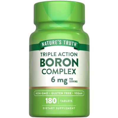 Nature's Truth Triple Action Boron Complex Supplement | 6mg | 180 Count | Vegan, Non-GMO & Gluten Free Mineral Support