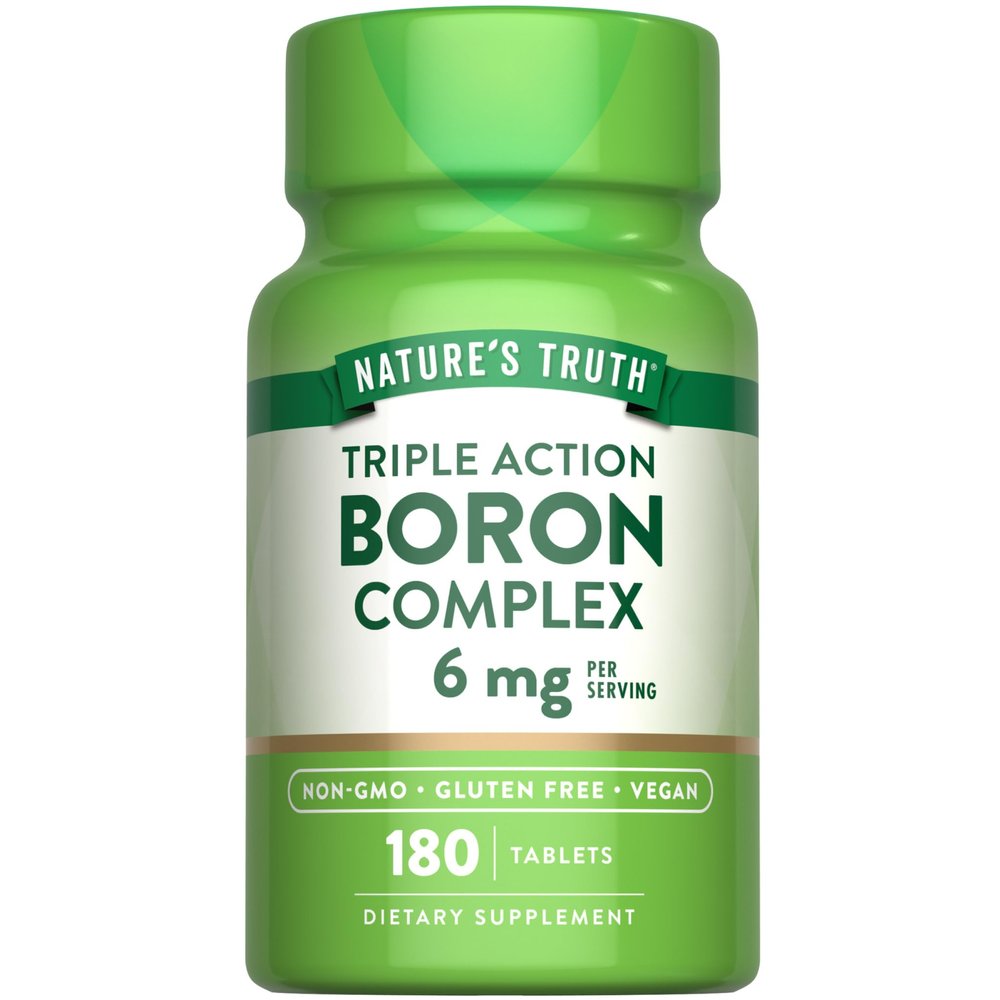 Nature's Truth Triple Action Boron Complex Supplement | 6mg | 180 Count | Vegan, Non-GMO & Gluten Free Mineral Support