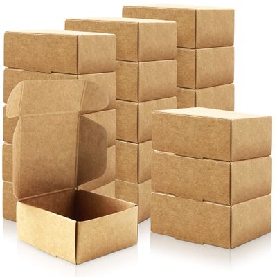BadenBach 100 PCS Mini Gift Boxes,2.16 x 2.16 x 0.98,Small Cardboard Boxes for Crafts,Mini Paper Jewelry Present Homemade Soap Shipping Boxes for Small Business Art Crafts Party Favors (Brown)