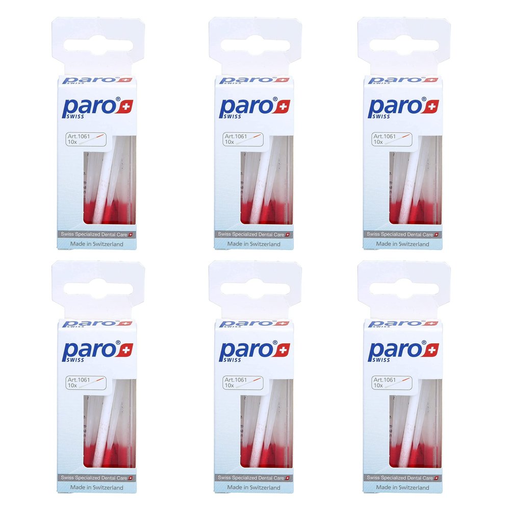 Paro Brush Stick | Interdental Brush Between Teeth, Implants and Braces, Flossing Interdental Tool for Tooth Cleaning | (1 x 10 St) - 6 Pack