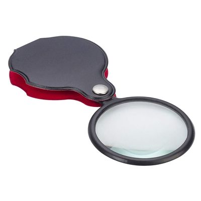 10X Pocket Folding Magnifier Loupe Optical Magnifying Glass with Leather Case