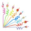 24pc Reusable Ice Cream Straws,Plastic Ice Cream Party Favors Popsicle Drinking Straws as Birthday Party Supplies Decorations for Goodie Gifts for People with 2 PCS Cleaning Brushes