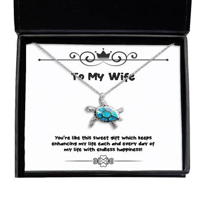 Take Thai Real Origin Cool Wife, You're Like This Sweet which Keeps Enhancing My Life Each and Every Day of My!, Wife Opal Turtle Necklace from Husband
