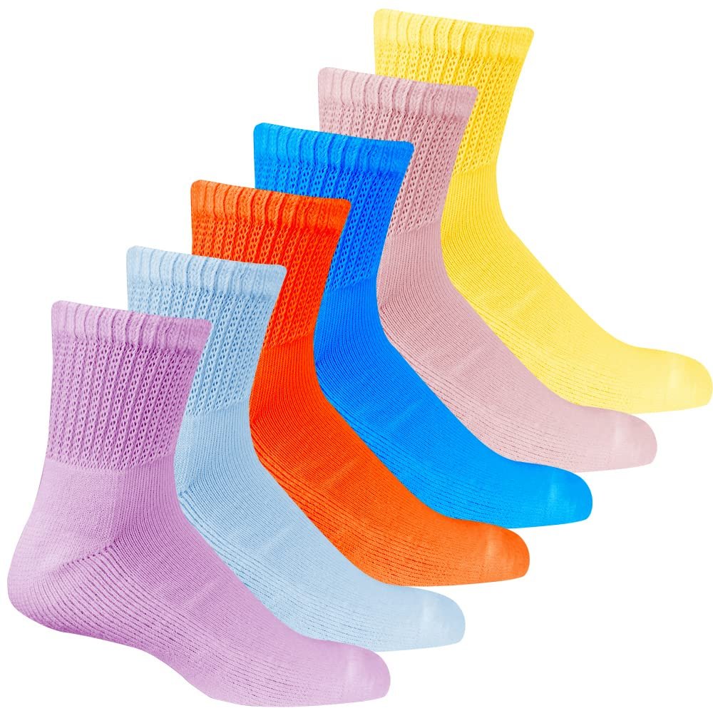 TZ Promise Women 6 Pairs Quarter Ankle Circulatory Diabetic Socks, Non Binding Top,Size 9-11