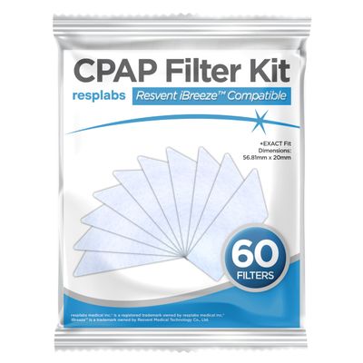resplabs Filters Compatible with Resvent iBreeze Equipment 60 Pack Disposable Standard Replacement Filters for CPAP and BiPAP Machines 2 Month Supply