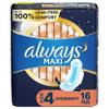 Always, Maxi Pads for Women, Size 4, Overnight Absorbency with Wings, 16 Count view 1