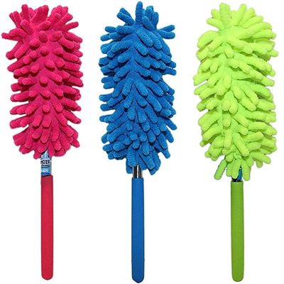 Set of 3 Telescope Microfiber Dusters! Extends to 29" - 3 Assorted Bright and Beautiful Colors - Easily Remove Microfiber for Hand Washing! Quality Microfiber Duster Perfect for Home or Office! (3)