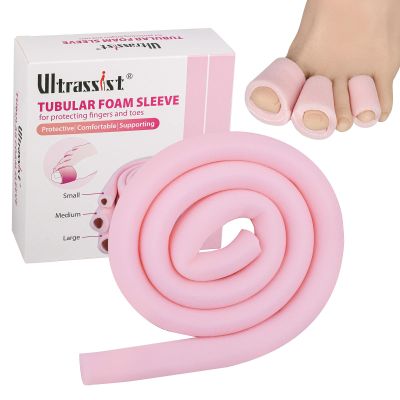 Ultrassist Toe Sleeve with Overlap Medium Size 7/8" Inner Diameter 36" Roll, Sponge Toe Protectors for Blisters, Bunions, Corns