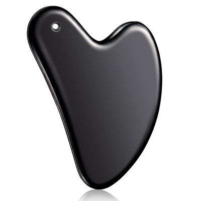 Nuanchu Stainless Steel Gua Sha Facial Tools Metal Guasha Tool for Face Body Jawline Shaper, Double Chin Reducer, Puffiness Reducing, Lymphatic Drainage Massager Skin Care Gift with Pouch(Black)