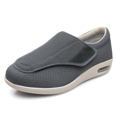 Lfzhjzc Elderly Shoes, Adjustable Closure Diabetic Shoes for Women, Extra Wide Width Diabetic Shoes for Men, for Edema Orthopaedic Fasciitis (Color : Dark Grey, Size : 12)