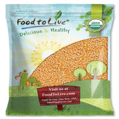 Food to Live Organic Yellow Popcorn, 10 pounds  Non-GMO Corn Kernels, 100% Whole Grain, No Additives, No Preservatives, Bulk. Theater-Quality Popcorn. Easy to Make. High Fiber, and Low-Calorie Snack