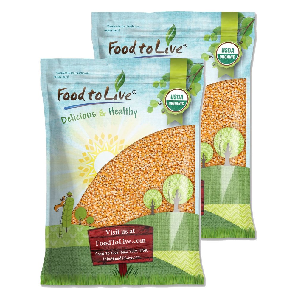 Food to Live Organic Yellow Popcorn, 20 pounds  Non-GMO Corn Kernels, 100% Whole Grain, No Additives, No Preservatives, Bulk. Theater-Quality Popcorn. Easy to Make. High Fiber, and Low-Calorie Snack