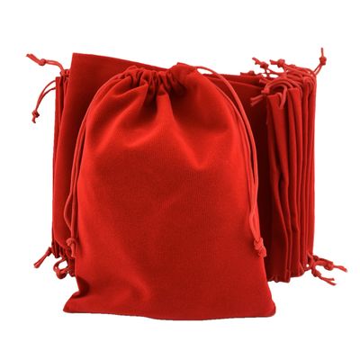 Palmhomee Pack of 6 12x16 Inch Velvet Drawstring Bags Gift Bag Velvet Pouch For Jewelry Wedding and Party Favor (Red)