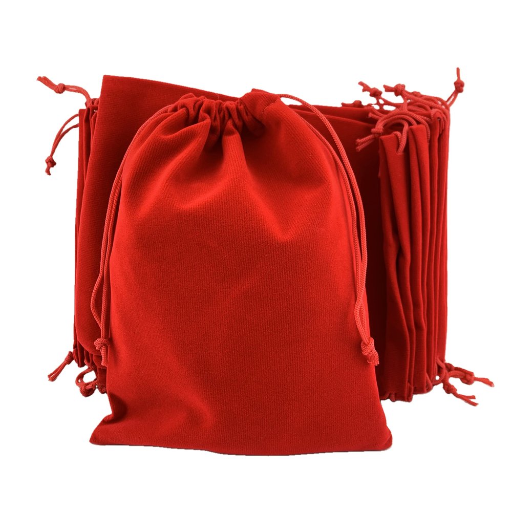 Palmhomee Pack of 6 12x16 Inch Velvet Drawstring Bags Gift Bag Velvet Pouch For Jewelry Wedding and Party Favor (Red)
