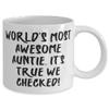 Fun Aunt, World's Most Awesome Auntie, It's True We Checked!, Cheap 11oz 15oz Mug For From Niece view 2