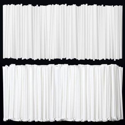 ALINK 1000 Count White Plastic Disposable Drinking Straws, Individually Wrapped Straight Party Straws - 7.75" x 0.23"