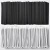 ALINK 1000 Count Black Plastic Disposable Drinking Straws, Individually Wrapped Straight Party Straws - 7.75" x 0.23" view 1