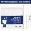 ALINK 1000 Counts Clear Plastic Disposable Drinking Straws, Individually Wrapped Straight Party Straws - 7.75" x 0.23" view 2
