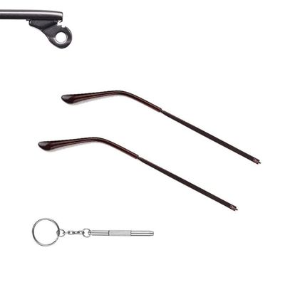 1 Pair Brown Glasses Repair Replacement Temple Eyewear Metal Frame Arms for Eyeglasses Sunglasses 1pc 3-in-1 Screwdriver