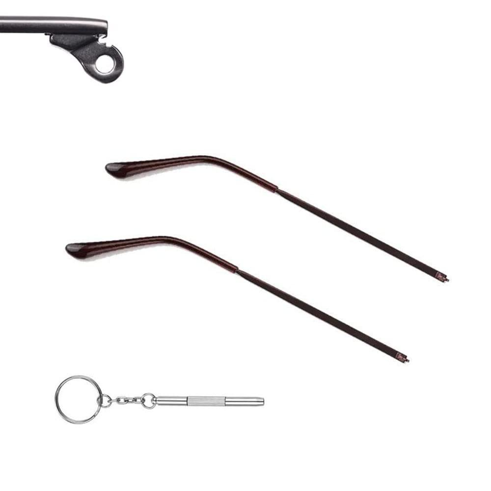 1 Pair Brown Glasses Repair Replacement Temple Eyewear Metal Frame Arms for Eyeglasses Sunglasses 1pc 3-in-1 Screwdriver