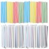 ALINK 1000 Counts Striped Plastic Disposable Drinking Straws, Individually Wrapped Straight Party Straws - 7.75" x 0.23" view 1