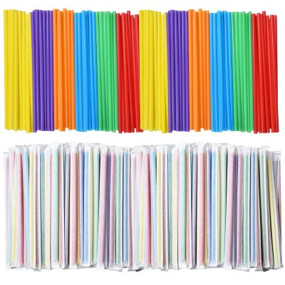 ALINK 1000 Count Assorted Colored Plastic Disposable Drinking Straws, Individually Wrapped Straight Party Straws - 7.75" x 0.23"