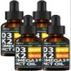 (4 Pack) Organic Vitamin D3 K2 Drops with MCT Oil Omega 3, 5000 IU - Maximum Strength Vitamin D Liquid, No Fillers, Non-GMO Liquid D3 for Faster Absorption and Immune Support, Unflavored, 4 Fl Oz view 1