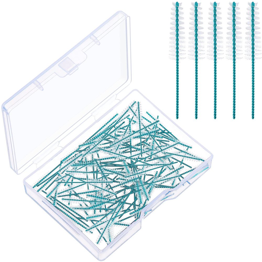 Cowwell Interdental Brush Dental Picks Tooth Floss Interdental Brush Between Teeth Refills White Refills for Tooth Cleaning(60 Pieces,Small)