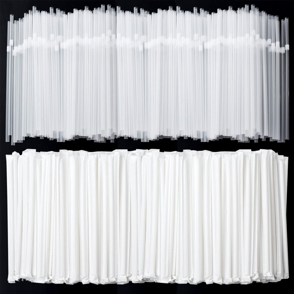 ALINK 1000 Counts Clear Flexible Drinking Straws, Individually Wrapped Plastic Disposable Bendy Straws - 7.75" x 0.23"