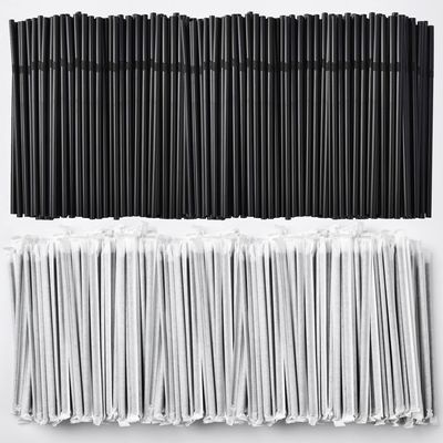 ALINK 1000 Cout Black Flexible Plastic Disposable Drinking Straws, Individually Wrapped Bendy Straws - 7.75" x 0.23"